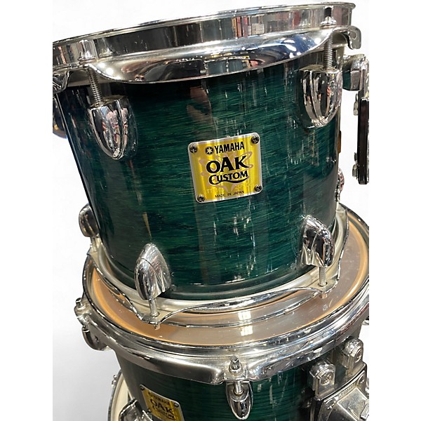 Used Yamaha 5 Piece Oak Custom Emerald Green Drum Kit