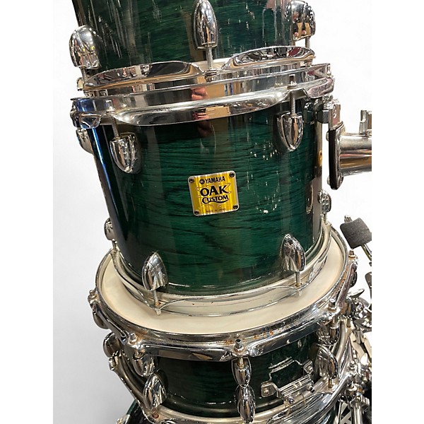 Used Yamaha 5 Piece Oak Custom Emerald Green Drum Kit