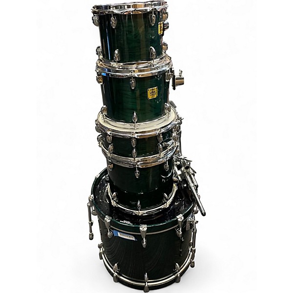 Used Yamaha 5 Piece Oak Custom Emerald Green Drum Kit