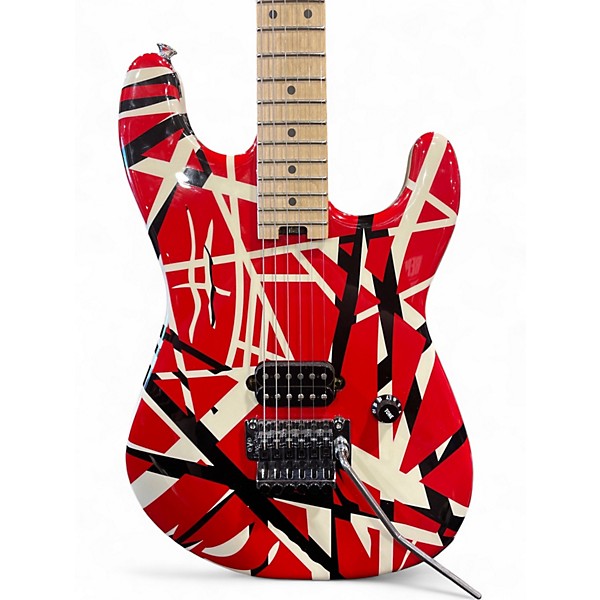 Used EVH Striped Series Red with Black and White Stripes Solid Body Electric Guitar