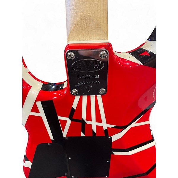 Used EVH Striped Series Red with Black and White Stripes Solid Body Electric Guitar