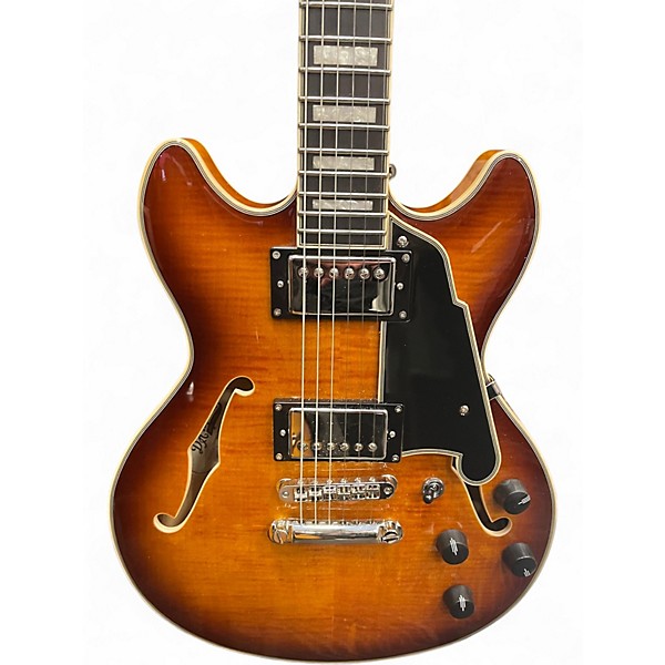 Used D'Angelico Premier Mini DC Dark Iced Tea Burst Hollow Body Electric Guitar