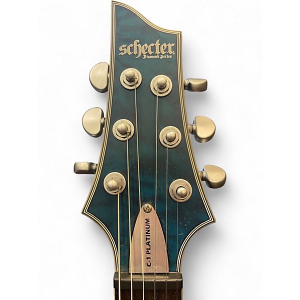Used Schecter Guitar Research C1 Platinum Trans Blue Solid Body Electric Guitar