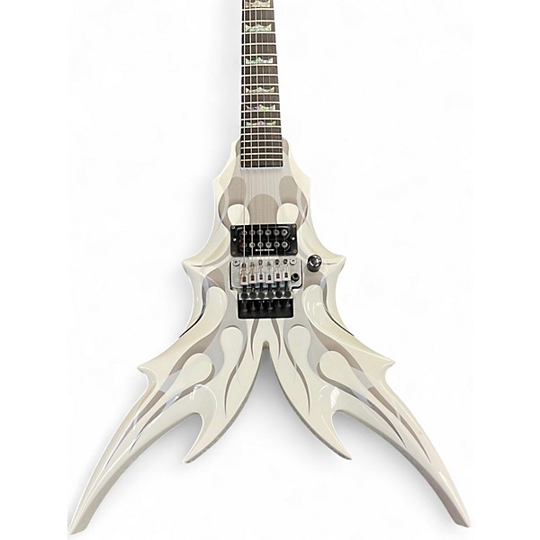 Used B.C. Rich DVG Limited Edition Draco V Floyd Rose White Solid Body Electric Guitar