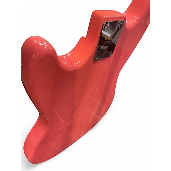 Used Squier Bronco Pink Electric Bass Guitar