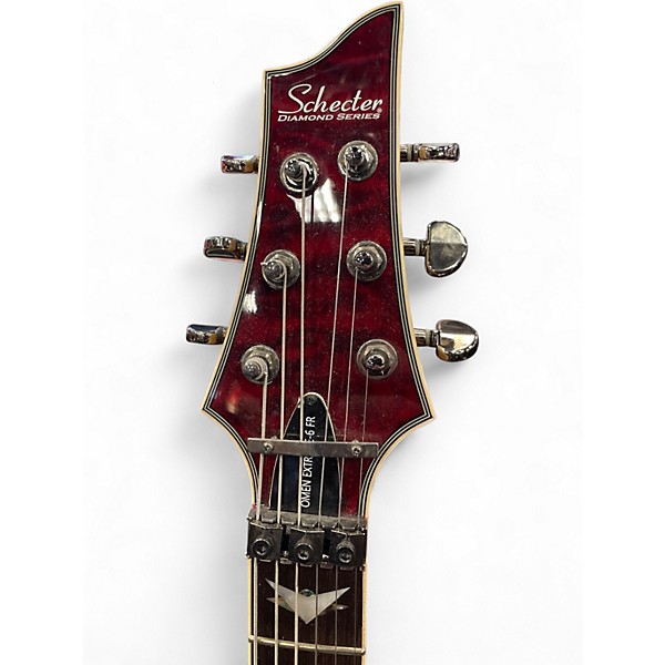 Used Schecter Guitar Research Omen Extreme 6 Floyd Rose TRANSPARENT RED Solid Body Electric Guitar