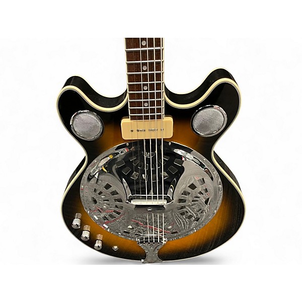 Used Eastwood delta 6 baritone LH Tobacco Burst Hollow Body Electric Guitar