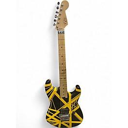 Used 2021 EVH Striped Series Black and Yellow Solid Body Electric Guitar