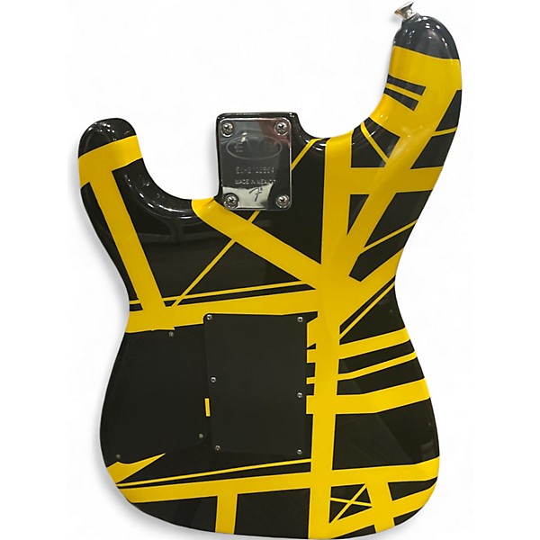 Used 2021 EVH Striped Series Black and Yellow Solid Body Electric Guitar