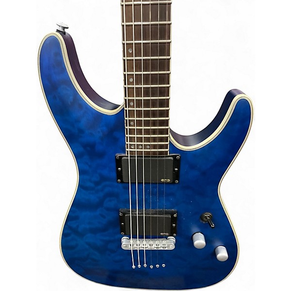 Used Schecter Guitar Research C1 Platinum Sapphire Blue Trans Solid Body Electric Guitar