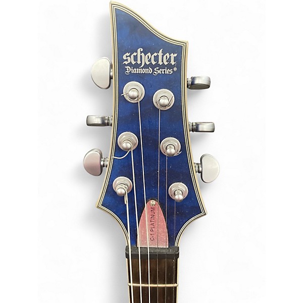 Used Schecter Guitar Research C1 Platinum Sapphire Blue Trans Solid Body Electric Guitar