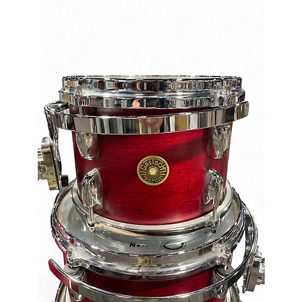Used Gretsch Drums 5 Piece USA Custom Satin Red Drum Kit