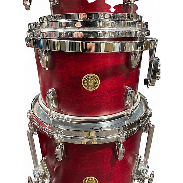 Used Gretsch Drums 5 Piece USA Custom Satin Red Drum Kit