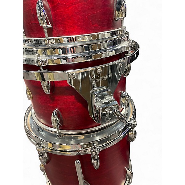Used Gretsch Drums 5 Piece USA Custom Satin Red Drum Kit