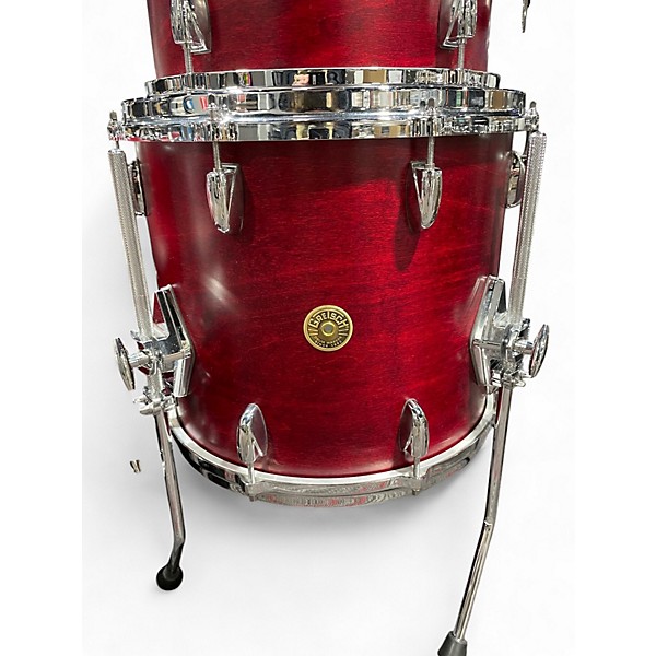 Used Gretsch Drums 5 Piece USA Custom Satin Red Drum Kit