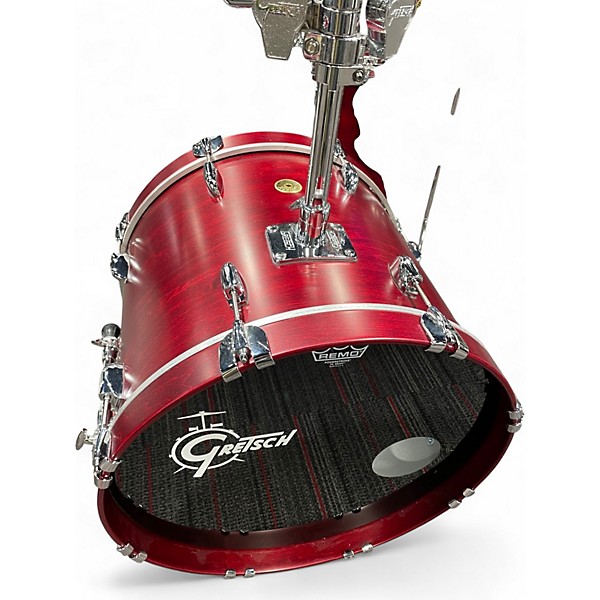 Used Gretsch Drums 5 Piece USA Custom Satin Red Drum Kit