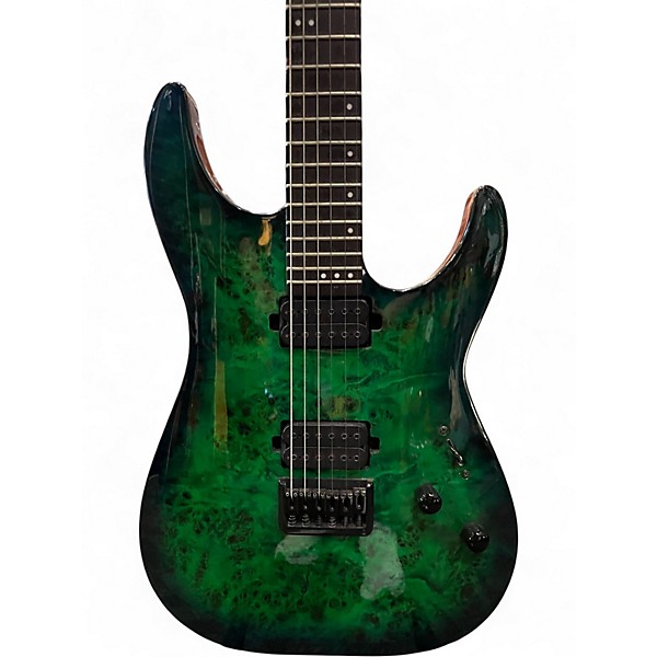 Used Schecter Guitar Research CR6 TRANS GREEN Solid Body Electric Guitar