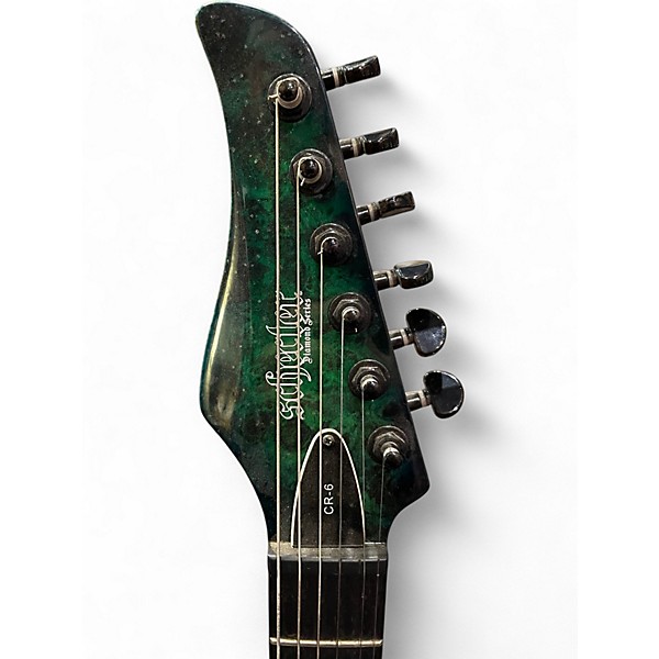 Used Schecter Guitar Research CR6 TRANS GREEN Solid Body Electric Guitar