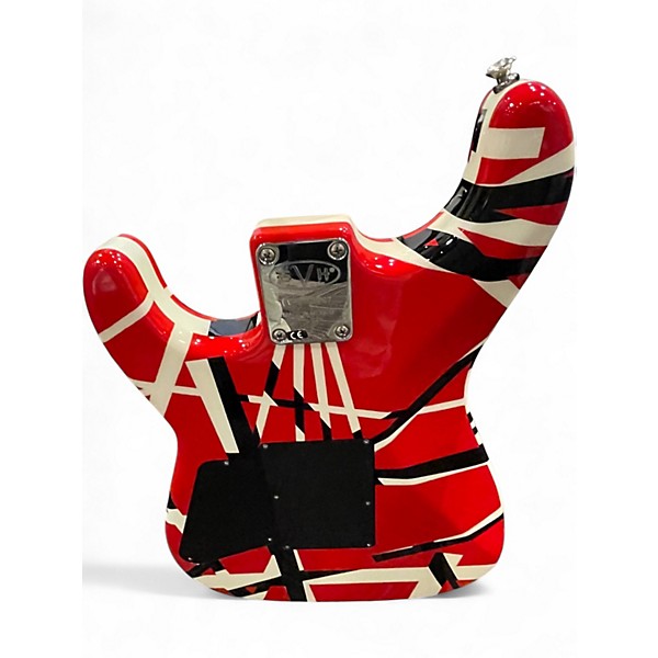 Used 2021 EVH EVH Striped Series RED Red with Black and White Stripes Solid Body Electric Guitar