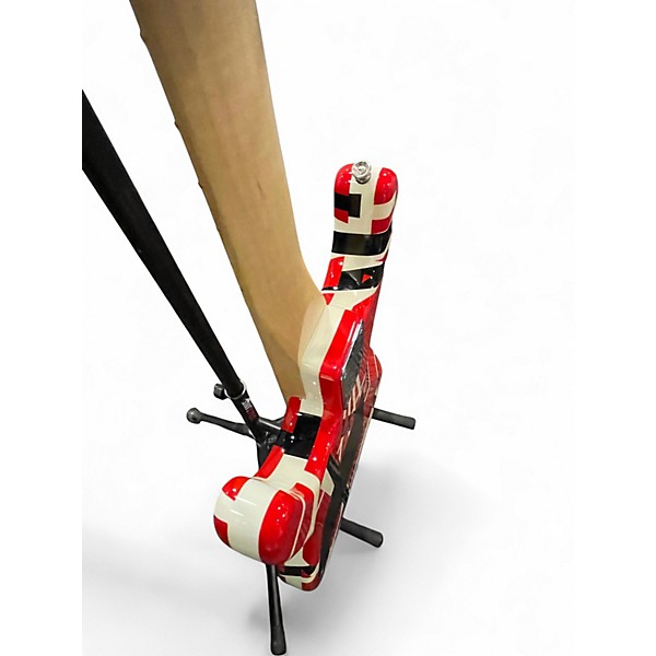 Used 2021 EVH EVH Striped Series RED Red with Black and White Stripes Solid Body Electric Guitar