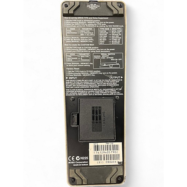 Used BOSS PW10 V Wah Effect Pedal