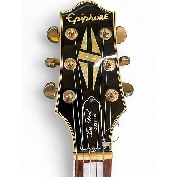 Used Epiphone LES PAUL CUSTOM ELITIST Black and Gold Solid Body Electric Guitar
