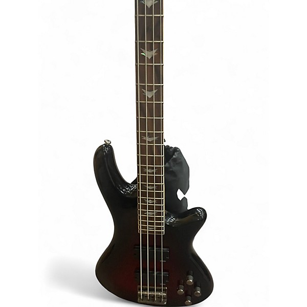 Used Schecter Guitar Research Stiletto Extreme 4 String Red Burst Electric Bass Guitar