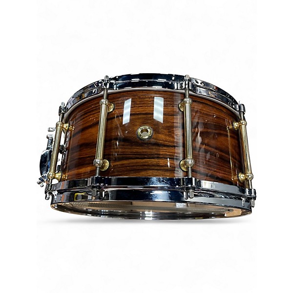 Used 2000 Pearl 14X6.5 Masterworks Limited Edition Santos Rosewood Snare Gold Tube Lugs Die Cast Hoops Drum
