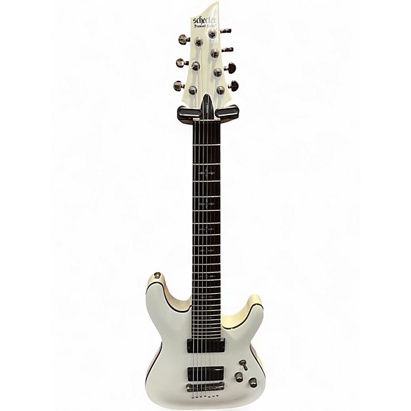Used Schecter Guitar Research Demon 7 String Arctic White Solid Body Electric Guitar