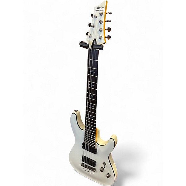 Used Schecter Guitar Research Demon 7 String Arctic White Solid Body Electric Guitar