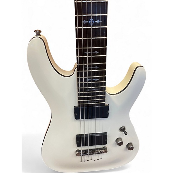 Used Schecter Guitar Research Demon 7 String Arctic White Solid Body Electric Guitar