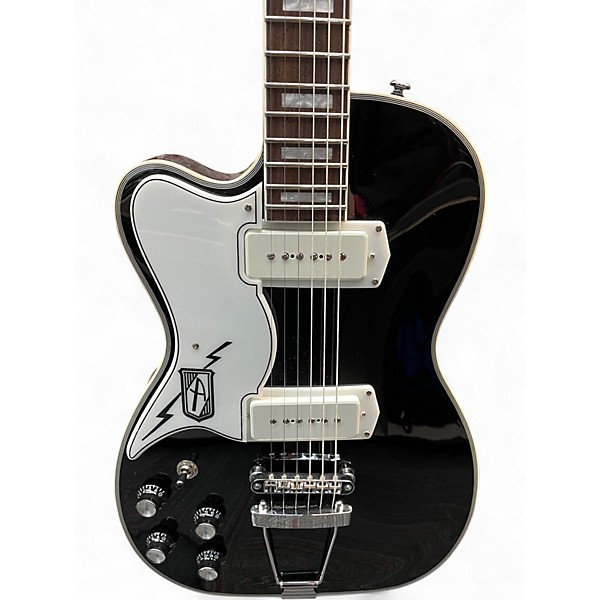 Used Airline Tuxedo Left Handed Black and White Electric Guitar
