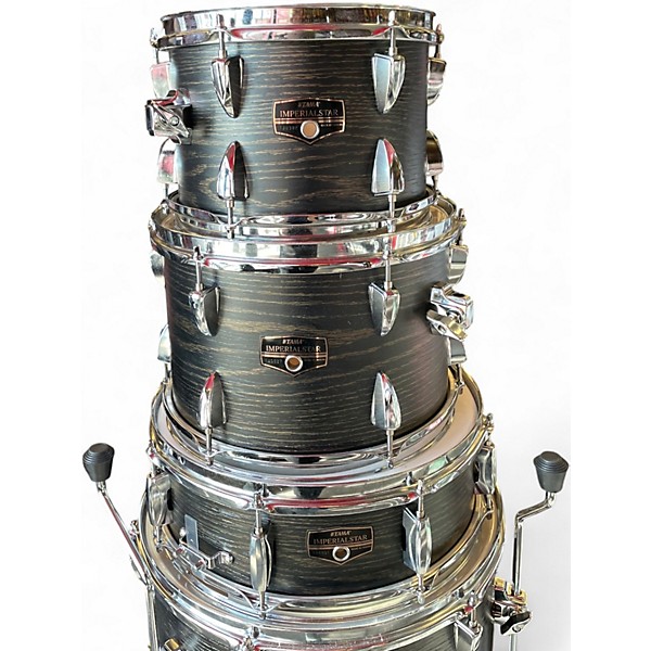 Used TAMA 5 Piece Imperialstar 5-Piece Complete Drum Set Black Oak Wrap Drum Kit
