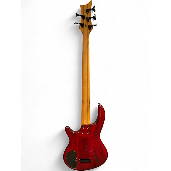 Used Dean Edge 5 String Trans Red Electric Bass Guitar