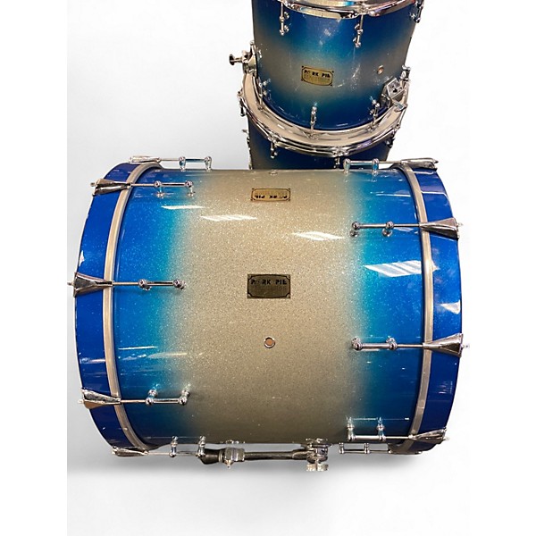 Used Pork Pie USA 5 Piece Pork Pie USA Blue Silver burst sparkle Drum Kit