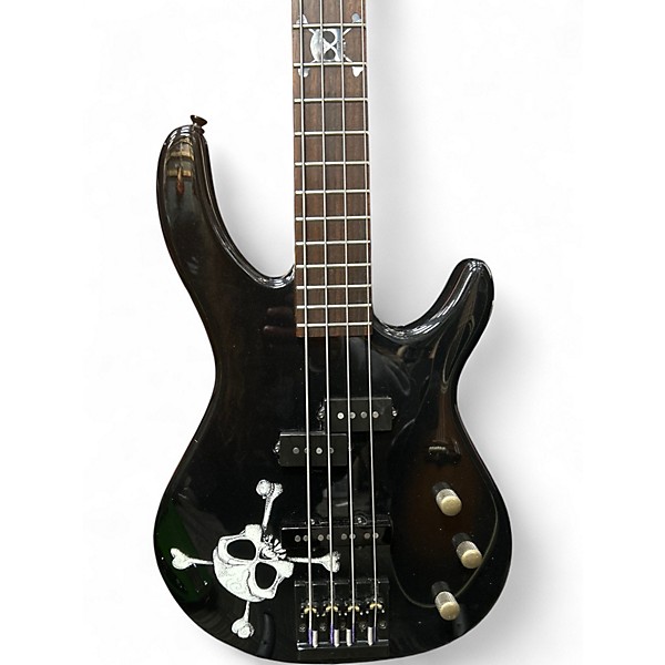 Used Squier MB4 Skull & Crossbones Black Electric Bass Guitar