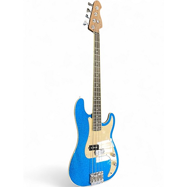 Used Warmoth P-style custom build Blue Sparkle Electric Bass Guitar