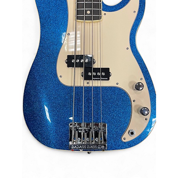 Used Warmoth P-style custom build Blue Sparkle Electric Bass Guitar