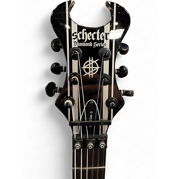 Used Schecter Guitar Research SYNYSER GATES Black with Silver Pinstripes Solid Body Electric Guitar