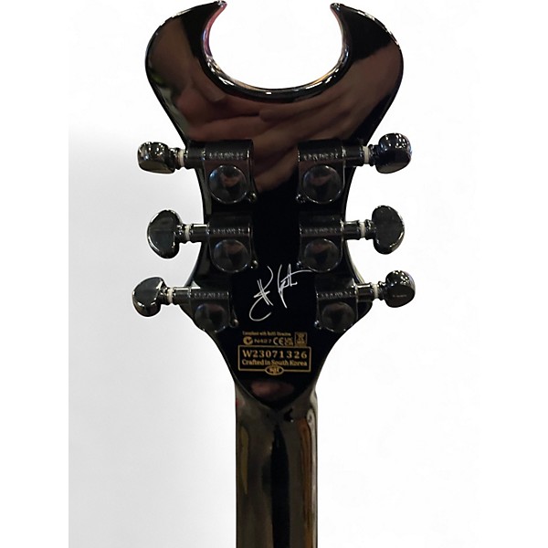 Used Schecter Guitar Research SYNYSER GATES Black with Silver Pinstripes Solid Body Electric Guitar