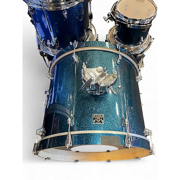 Used TAMA 7 Piece Superstar Classic Blue Sparkle Drum Kit