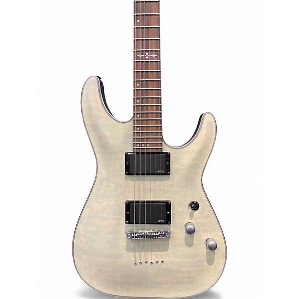 Used Schecter Guitar Research C1 Platinum Transparent White Satin Solid Body Electric Guitar