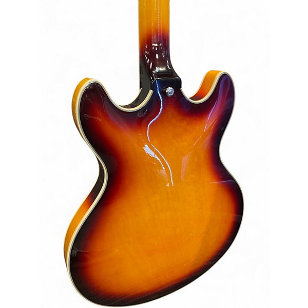 Used D'Angelico Premier Series DC 2 Tone Sunburst Hollow Body Electric Guitar