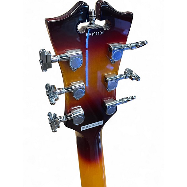 Used D'Angelico Premier Series DC 2 Tone Sunburst Hollow Body Electric Guitar