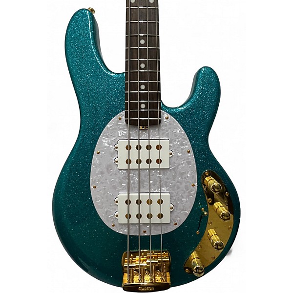 Used Ernie Ball Music Man Stingray HH 4 String SPARKLE GREEN Electric Bass Guitar