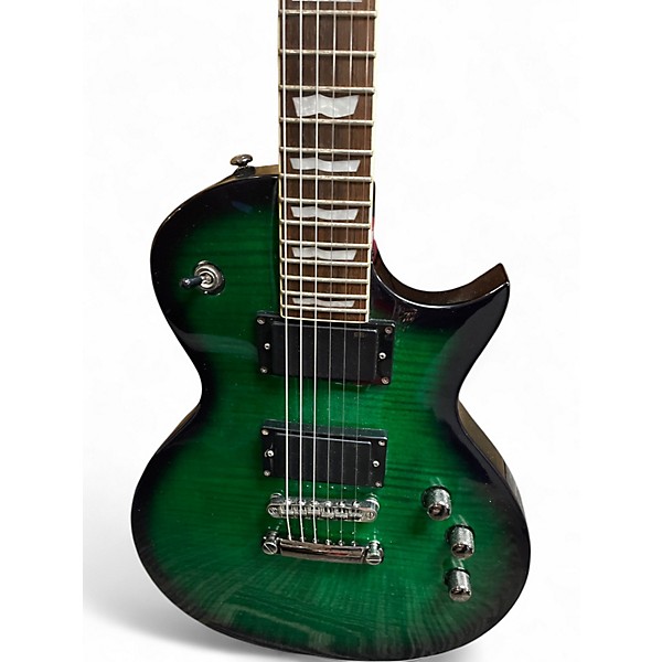 Used 2012 ESP LTD EC330FM See-Thru Green Solid Body Electric Guitar