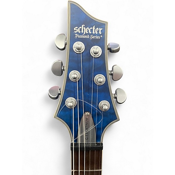 Used Schecter Guitar Research C1 Platinum TRANS BLUE Solid Body Electric Guitar