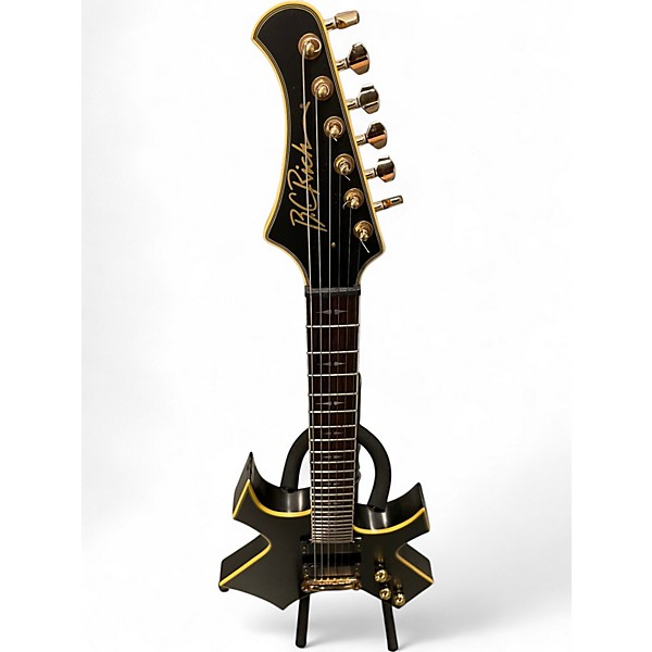 Used B.C. Rich Pro X Warlock Black and Gold Solid Body Electric Guitar