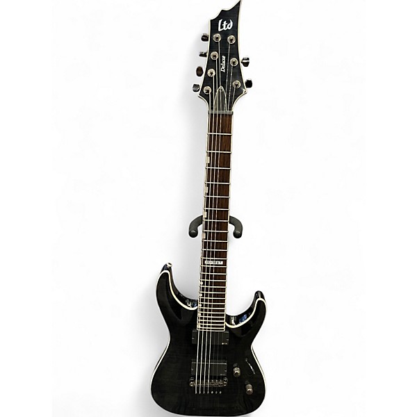 Used ESP LTD H1007 7 String Trans Black Solid Body Electric Guitar