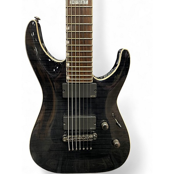Used ESP LTD H1007 7 String Trans Black Solid Body Electric Guitar